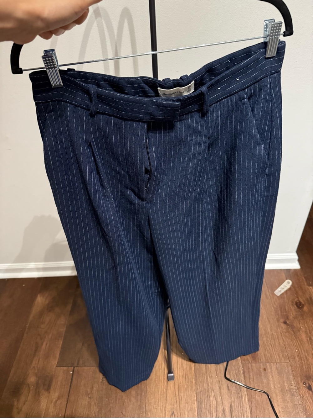 Abercrombie & Fitch Navy Pinstripe Wide Leg Pants